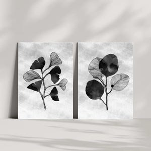 Set of 2 Minimalist Digital Illustrations in Black and White | Line Art | Instant Download for Modern Decor