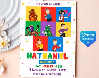 Printable Wiggles birthday invite, Wiigle Birthday Invitation, editable music invitation, wiggles car birthday party