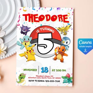 Invitación de cumpleaños imprimible, invitación de cumpleaños, invitación editable, invitación de cumpleaños de anime, descarga instantánea