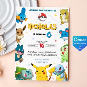 Invitación de cumpleaños imprimible, invitación de cumpleaños, invitación editable, invitación de cumpleaños de anime, descarga instantánea