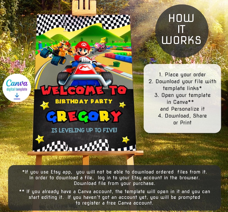 Birthday Welcome in Poster, Super Mario Bros Movie Welcome Sign ...