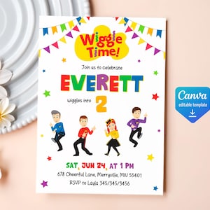 Printable Wiggles birthday invite, Wiigle Birthday Invitation, editable music invitation, wiggles car birthday party