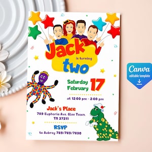 Printable Wiggles birthday invite, Wiigle Birthday Invitation, editable music invitation, wiggles car birthday party