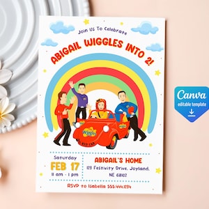 Printable Wiggles birthday invite, Wiigle Birthday Invitation, editable music invitation, wiggles car birthday party