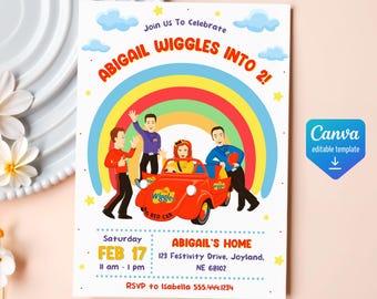 Printable Wiggles birthday invite, Wiigle Birthday Invitation, editable music invitation, wiggles car birthday party