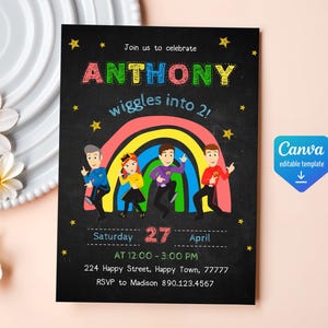 Printable Wiggles birthday invite, Wiigle Birthday Invitation, editable music invitation, wiggles car birthday party