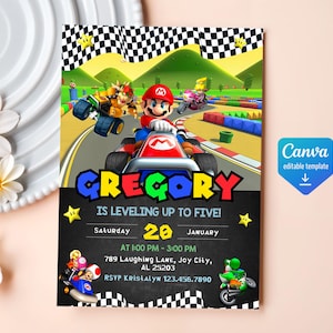 Geburtstag einladen Junge Mädchen, Super Mario Bros Film Einladung, Instant Download, Videospiel Geburtstag einladen Vorlage, Mario Kart