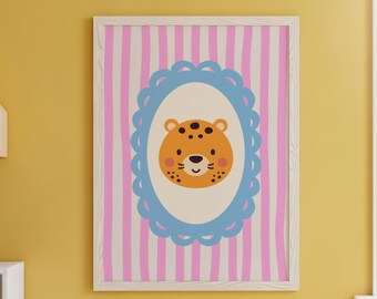Tiger Nursery Print, Maximalist Kids Room Decor (Digital Download)
