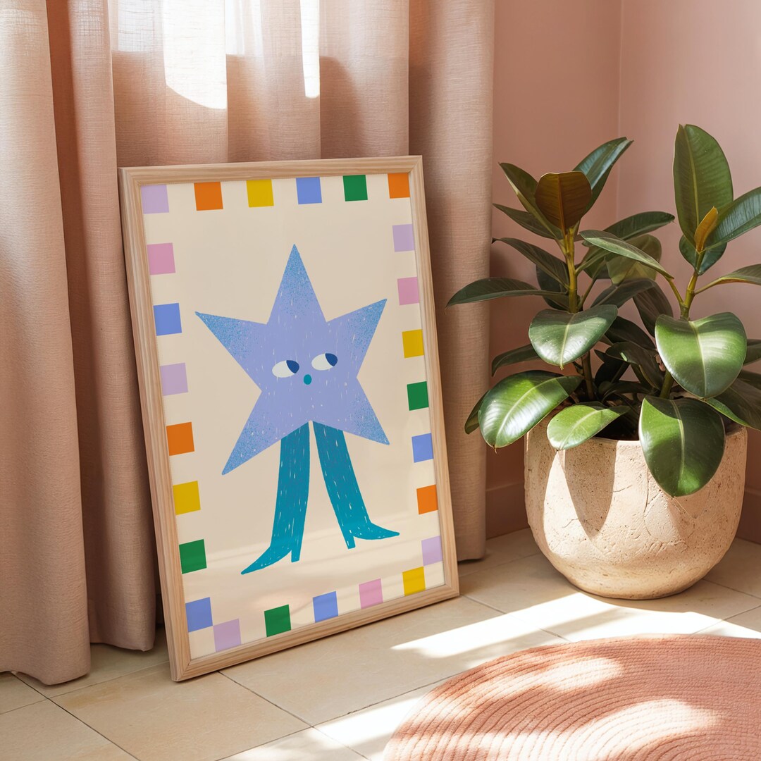 Whimsical Star Print - Colourful Kids Print - Digital Download - Etsy
