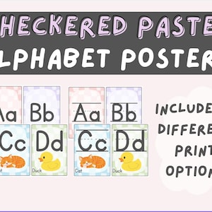 Klassenzimmer Alphabet Poster - Differenziert - Funky Kariertes Thema mit Pastellfarben