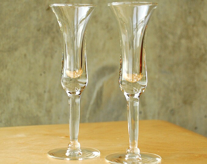 Vintage Tulip Cordial Glasses Set of 2 Fluted Etsy
