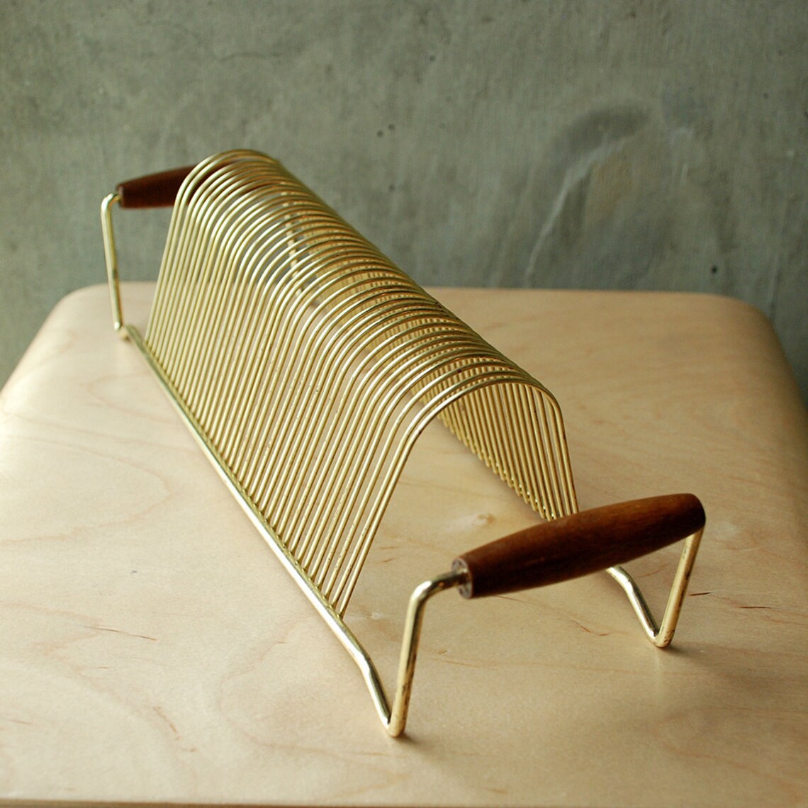 Vintage Brass & Wood Vinyl Record Holder 33 RPM Etsy