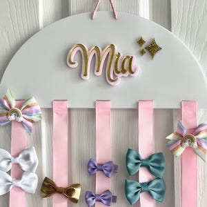 Personalized Acrylic Hair Bow Holder: Custom Name, Stars or Rainbow