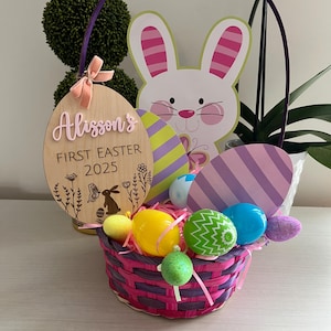 Mein erster Ostermeilenstein-Personalisiert | Babys erstes Andenken | Erst Ostern Plakette | Babykörbchen mit Namen | Osterkinder