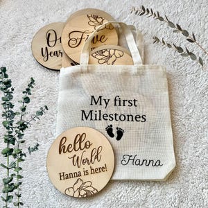Jalon bébé personnalisé | Cartes jalons | Disques en bois à graver|Cartes jalons bébé | Jalon du mois |Accessoire photo nouveau-né| cadeau de bébé