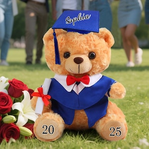 Personalized Graduation Teddy Bear,Graduation Bear with Name,College Graduation Gift,Plush Bear with Mortarboard, Grad Gifts for Graduates