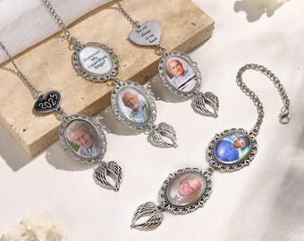 Personalized Memorial Graduation Tassel Charm, Photo & Angel Wings