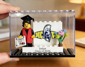 Personalized Graduation Minifigure with Custom Display Case | Custom Mini Figure Graduation Gift for Him/Her | Graduate 2026 Keepsake