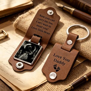 Custom Ultrasound Leather Keychain, Ultrasound Keychain, Bump keyring, First Fathers Day Gift from Bump, Dad to Be Gift for Husband