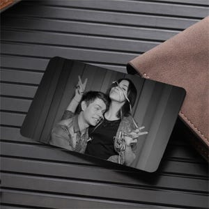 パーソナライズされたメタルフォトウォレットカード、カスタム写真ウォレットインサート、記念日のギフト、彼への父の日ギフト - フォトラブノートカード