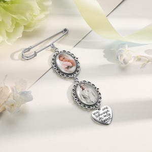 Benutzerdefinierte Brautstrauß Charme, Blumenstrauß Foto Charm, Hochzeit Gedenkstätte Andenken, benutzerdefinierte Foto Pin, zu Ehren geliebten, Geschenk für Bräutigam