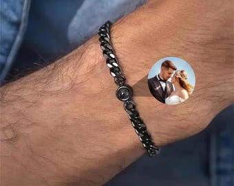 Personalized Photo Projection Bracelet, Photo Picture Inside Bracelet for Men,Memorial Gift, Friendship Gift, Valentine's Day Gifts for Him