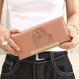 Personalisierte Leder Geldbörse für Frauen, Benutzerdefinierte Leder Brieftasche, Leder Geldbörse mit Reißverschluss, Gravur Frauen Geldbörse, Foto Geldbörse, Muttertagsgeschenke