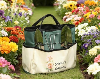 Personalized Garden Tote and Tools, Garden Tote Bag, Garden Bag, Gardening Gifts, Gift for Gardener, Mom Grandma Gifts, Mothers Day Gifts