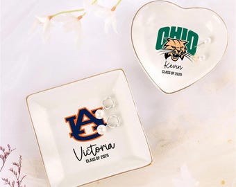 Personalized University Logo Trinket Ring Dish, Custom Graduation Jewelry Dish, Logo Ring Dish, 2025 College Graduation Gifts for Her
