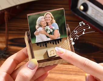 Scatola musicale in legno con foto e canzoni personalizzate, scatola musicale con registrazione vocale, regalo per lui e lei, regalo per anniversario di matrimonio