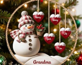 Personalized 1-8 Family Names Christmas Ornaments Acrylic Snowman Tree Decoration Christmas Family Ornament Christmas Decor Family Keepsake
