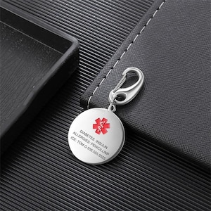 Custom Medical Keychain for Women Men,Engraved Emergency Alert ID,Medical ID Tag,Medica ICE Keyring,Gift for Him