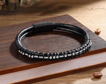 Morse Code Bracelet, Personalized,Mystery Message Bracelet,Custom Photo Morese Code Bracelet,Gift for Him Boyfriend Dad Grandpa,Fathers Day
