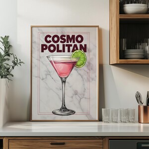 Signature Drink Sign l Cosmopolitan Printable Poster l Bar Cart Decor for Kitchen Living Room Dopamine Decor