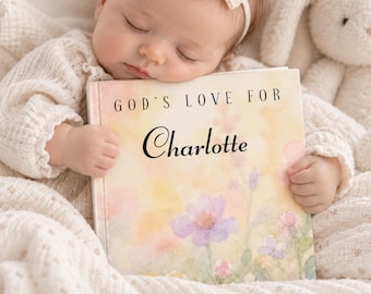 Personalized Baby Book,  Baptism Gift for Boy or Girl, Christian Bedtime Book, Godchild Grandchild Gift, Watercolor Storybook