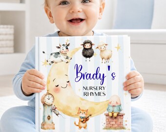 Personalized Nursery Rhymes Book, Custom Name Baby Book, First Birthday Gift for Baby Boy or Girl, Niece Nephew Toddler Keepsake