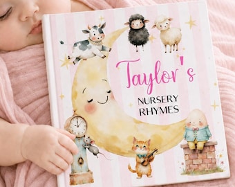 Personalized Nursery Rhymes Book, Custom Baby Name Keepsake Storybook, Grandchild Gift from Grandparents, Godchild Baby Gift