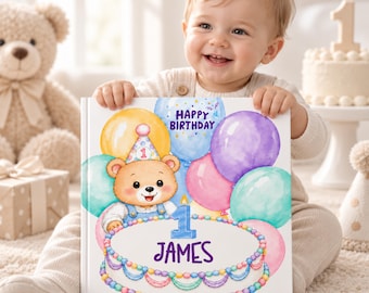 Personalized 1st Birthday Book | Custom Baby Book | First Birthday Gift Boy Girl Toddler Turning One | Personalised Baby Birthday Keepsake