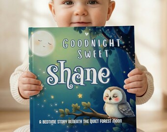 Baby Shower Gift for Boy | Personalized Forest Bedtime Story Book, Custom Baby Name Keepsake | Woodland Newborn Storybook Gift