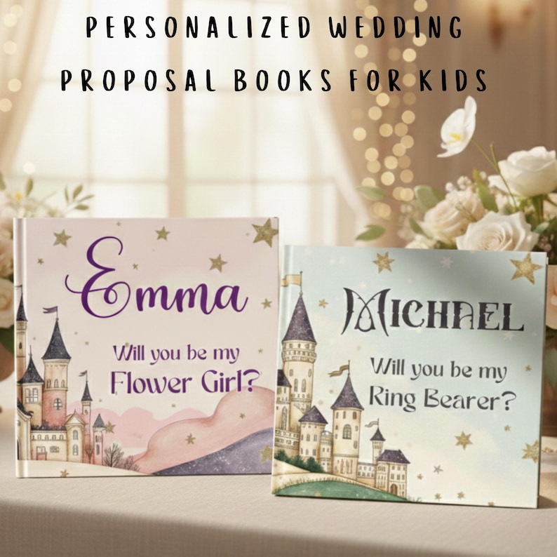 Flower Girl Book , Personalized Flower Girl Gift, Custom Name Story Book, Bridesmaid Proposal image 9