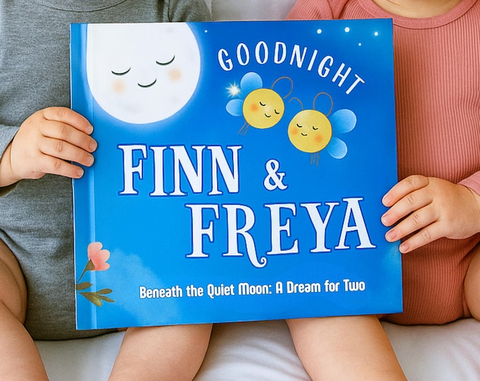 Personalized Bedtime Storybook for Twins: Custom Baby Book, Keepsake Gift, Newborn Baby Shower Gift for Twin Siblings