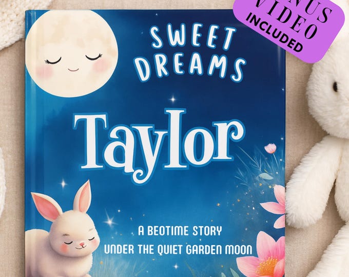 Personalized Bedtime Story Book for Kids | Custom Baby & Toddler Gift |Baby Shower, First Birthday, Newborn Gift, Garden Moon Book and Video