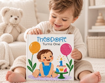 Personalized 1st Birthday Book, First Birthday Gift for Grandson Granddaughter, Custom Name Baby Story, One Year Old Keepsake Gift Boy Girl