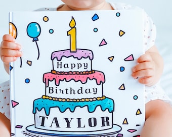 Personalized 1st Birthday Book | Custom Baby Keepsake with Name, Dedication & Milestone Pages | Gift for One Year Old Girl or Boy