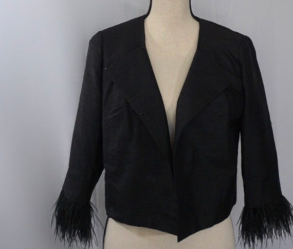 Vintage Couture Revival 1960s Shantung Silk Black… - image 1