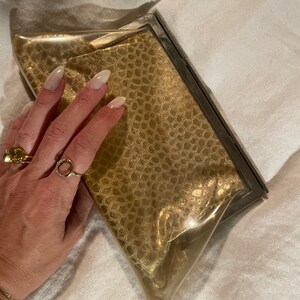Gorgeous VLV clear rhinestone and leopard print gold insert 1950s vintage party evening clutch NYE image 2