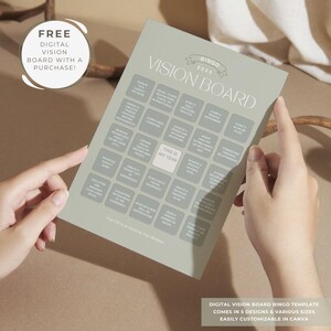 Vision Board Bingo Template Printable 2025 New Year Goals Law of Attraction Resolution Tracker Manifestation Motivation Goal Setting Canva