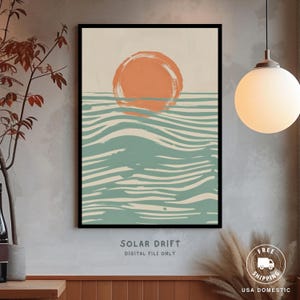 Solar Drift Japandi Art, Sunset Japanese Poster, Wabi Sabi Wall Art, Minimalist Decor, Sage Green Wall Art, Modern Abstract Japandi Poster