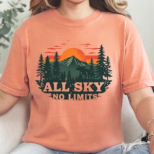All Sky No Limits Unisex T-shirt, Graphic Tee, Adventure Shirt, Inspirational Clothing, Sky Lover Gift, Motivational Top