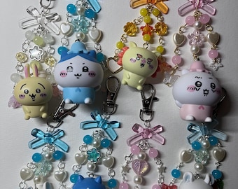 Chiikawa Usagi Hachiware Keychain Bag Charms Trinket Upcycled Accessories Kawaii